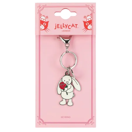 Cream Bunny with Rose Keyring