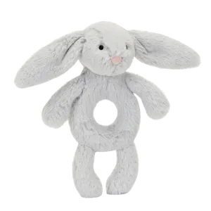 Bashful Bunny Ring Rattle - Silver