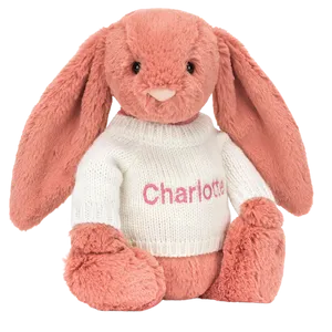 Bashful Sorrel Bunny with Personalised Cream Jumper