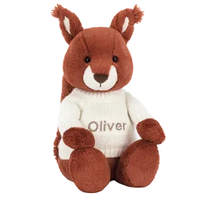 Bashful Squirrel with Personalised Cream Jumper
