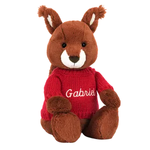 Bashful Squirrel with Personalised Red Jumper