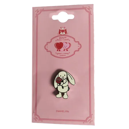 Cream Bunny With Rose Enamel Pin