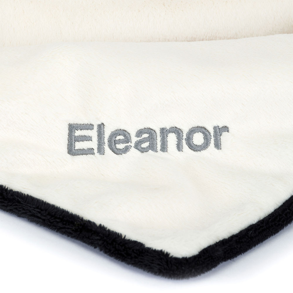 Personalized Bashful Black & Cream Puppy Blankie — image 2