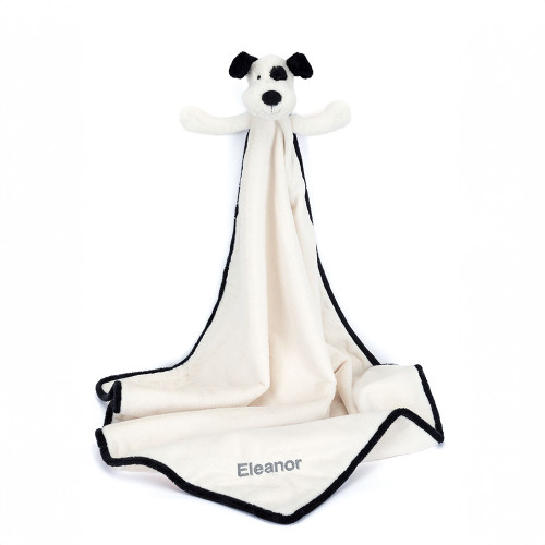 Personalized Bashful Black & Cream Puppy Blankie — image 5