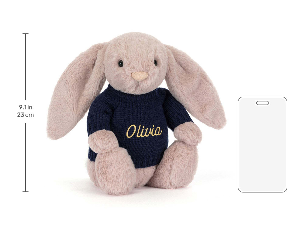 Bashful Luxe Bunny Rosa with Personalized Navy Jumper — image 5