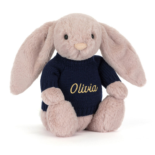Bashful Luxe Bunny Rosa with Personalized Navy Jumper — image 6
