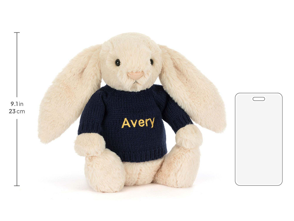 Bashful Luxe Bunny Willow with Personalized Navy Jumper — image 5