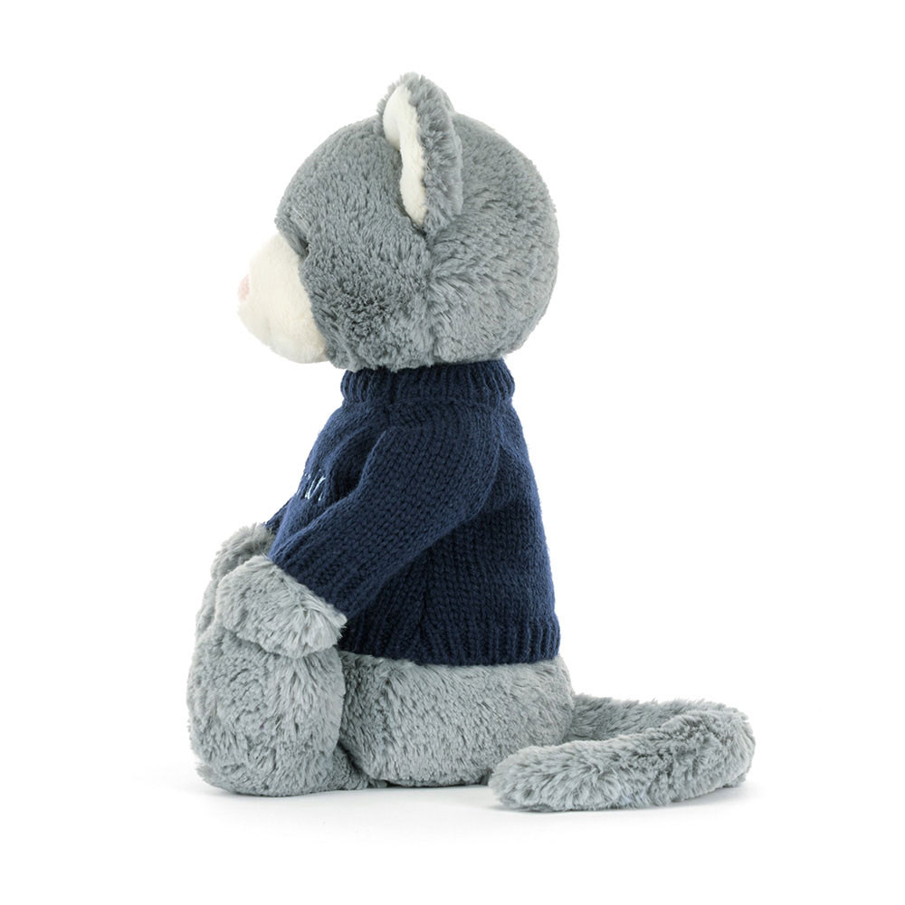 Bashful Kitten with Personalized Navy Jumper — image 2