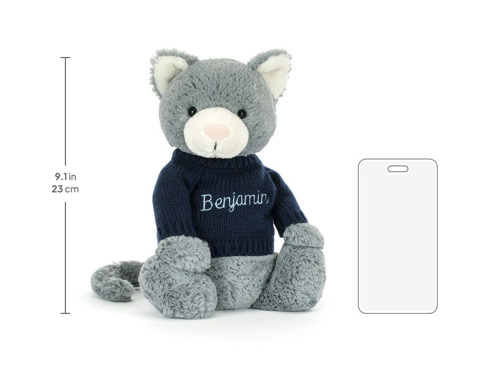 Bashful Kitten with Personalized Navy Jumper — image 6