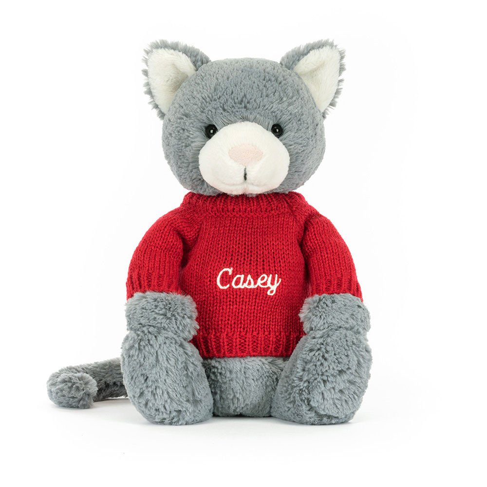 Bashful Kitten with Personalized Red Jumper — image 4