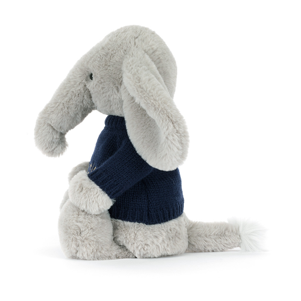 Bashful Luxe Elephant Thuddeus with Personalized Navy Jumper — image 2