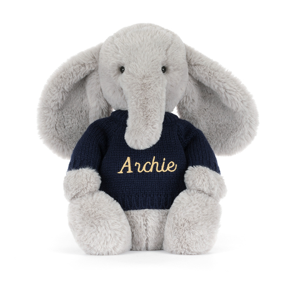 Bashful Luxe Elephant Thuddeus with Personalized Navy Jumper — image 4