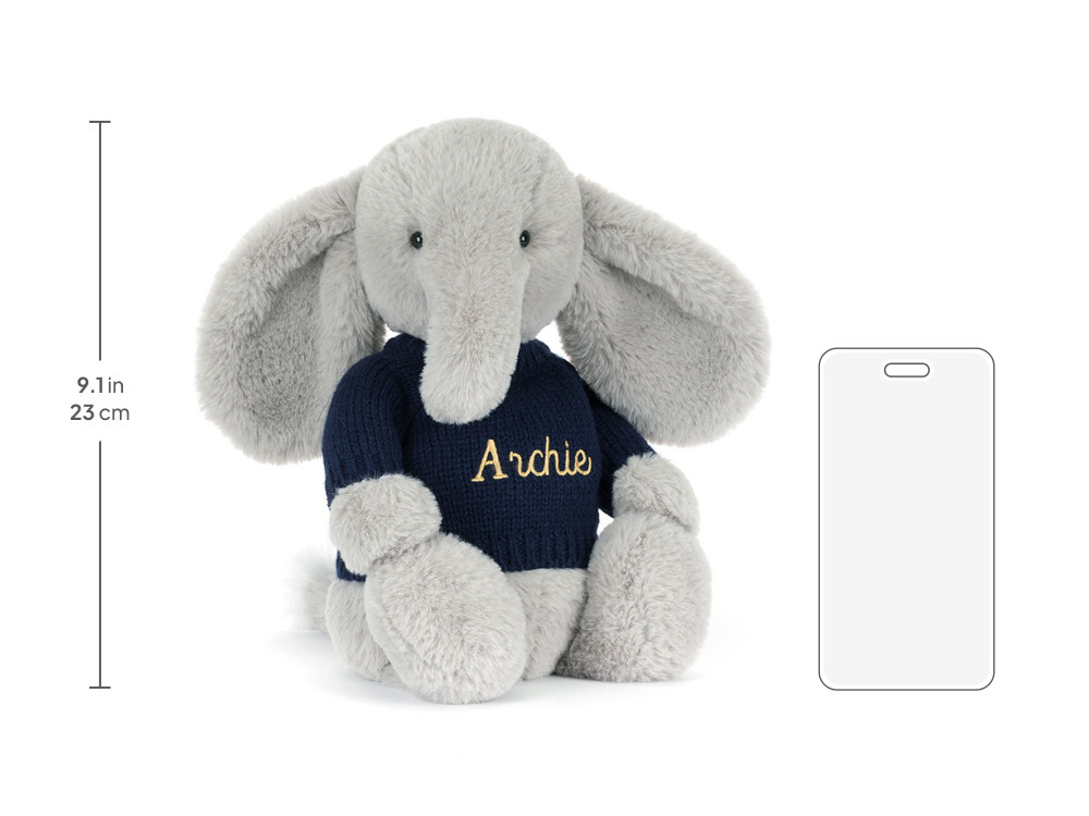 Bashful Luxe Elephant Thuddeus with Personalized Navy Jumper — image 6