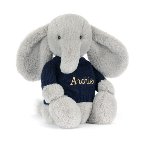 Bashful Luxe Elephant Thuddeus with Personalized Navy Jumper — image 7