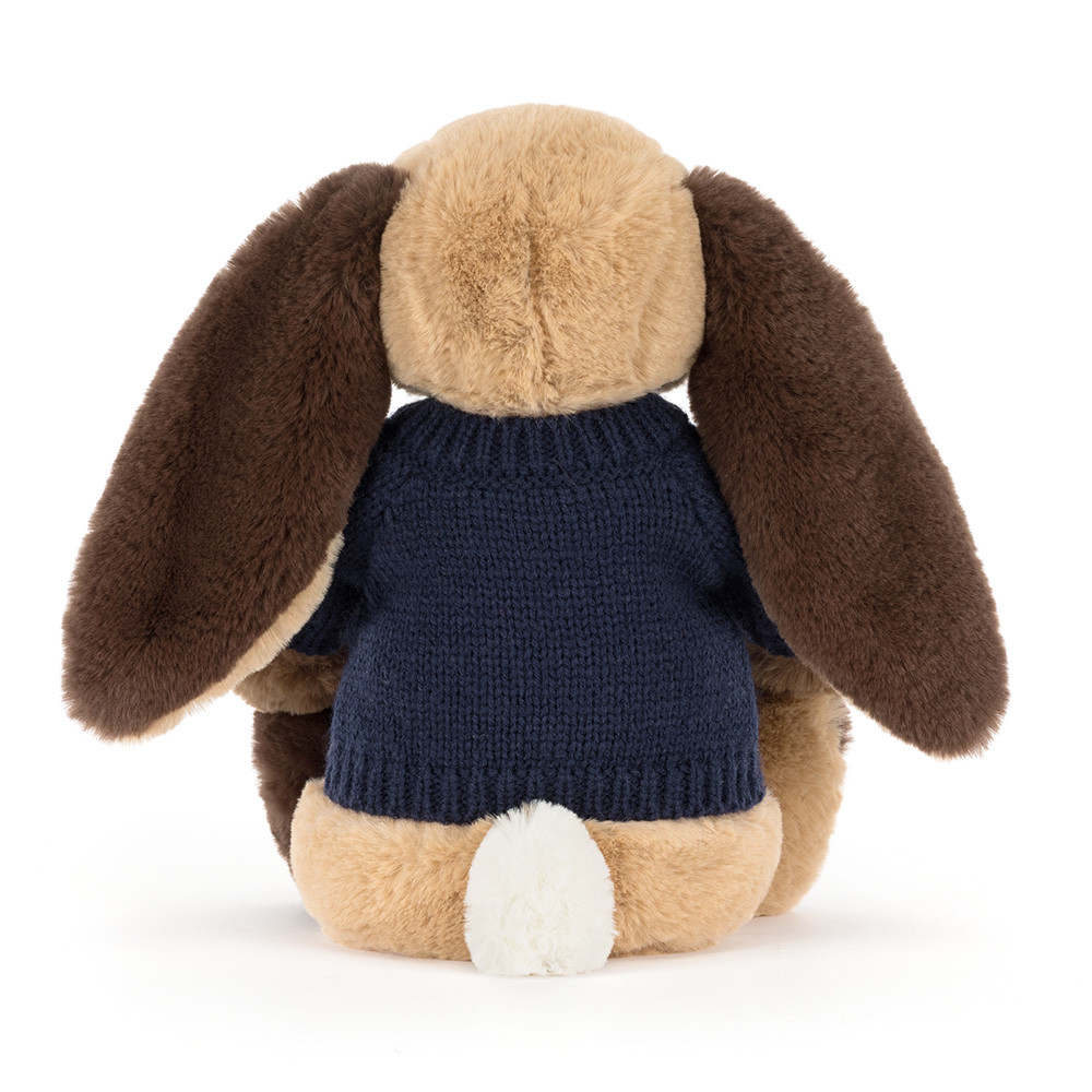 Bashful Patchwork Brown Bunny with Personalized Navy Jumper — image 3