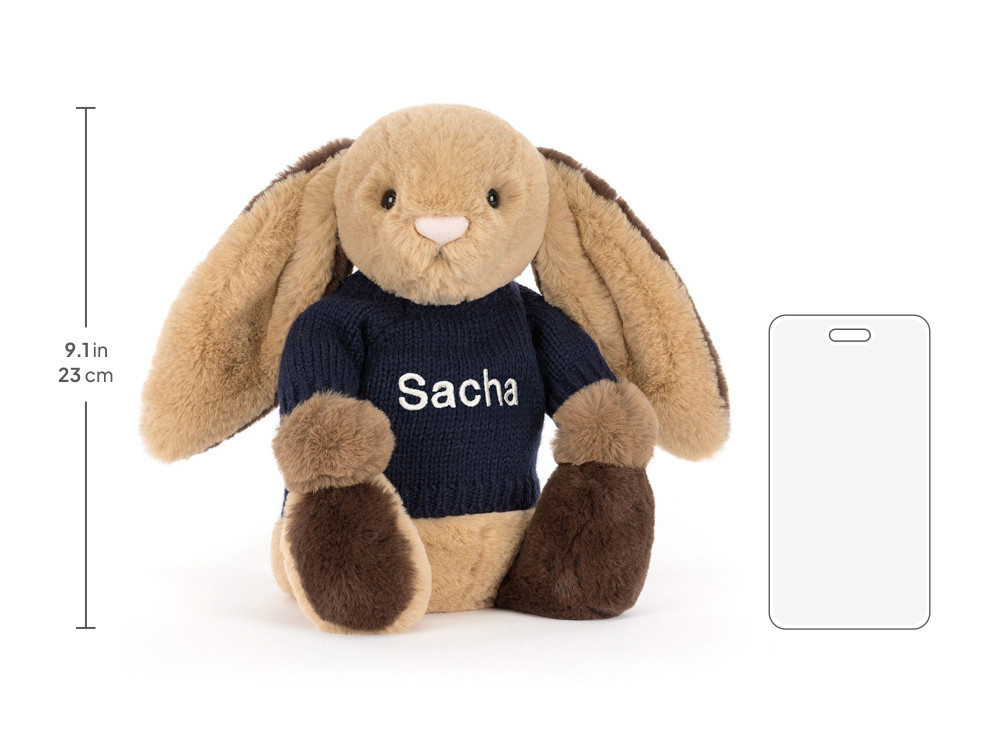 Bashful Patchwork Brown Bunny with Personalized Navy Jumper — image 6