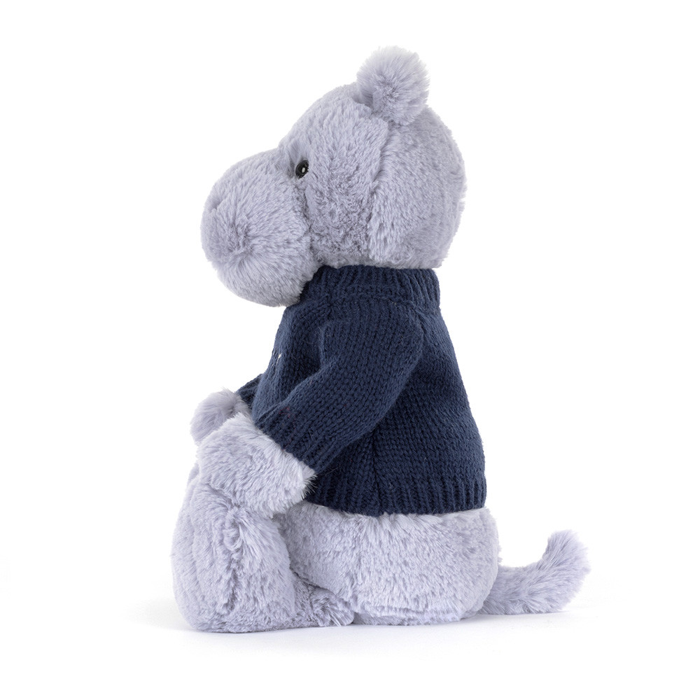 Bashful Hippo with Personalized Navy Jumper — image 2