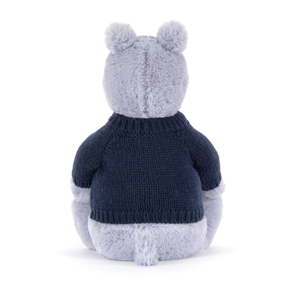 Bashful Hippo with Personalized Navy Jumper — image 3