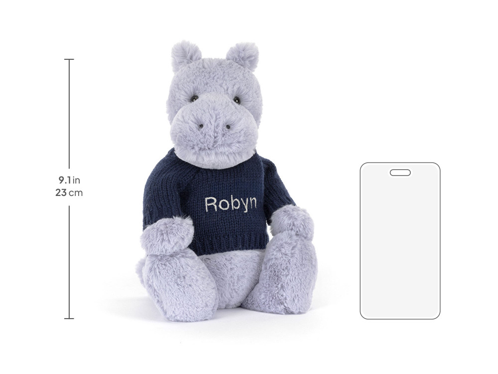 Bashful Hippo with Personalized Navy Jumper — image 6
