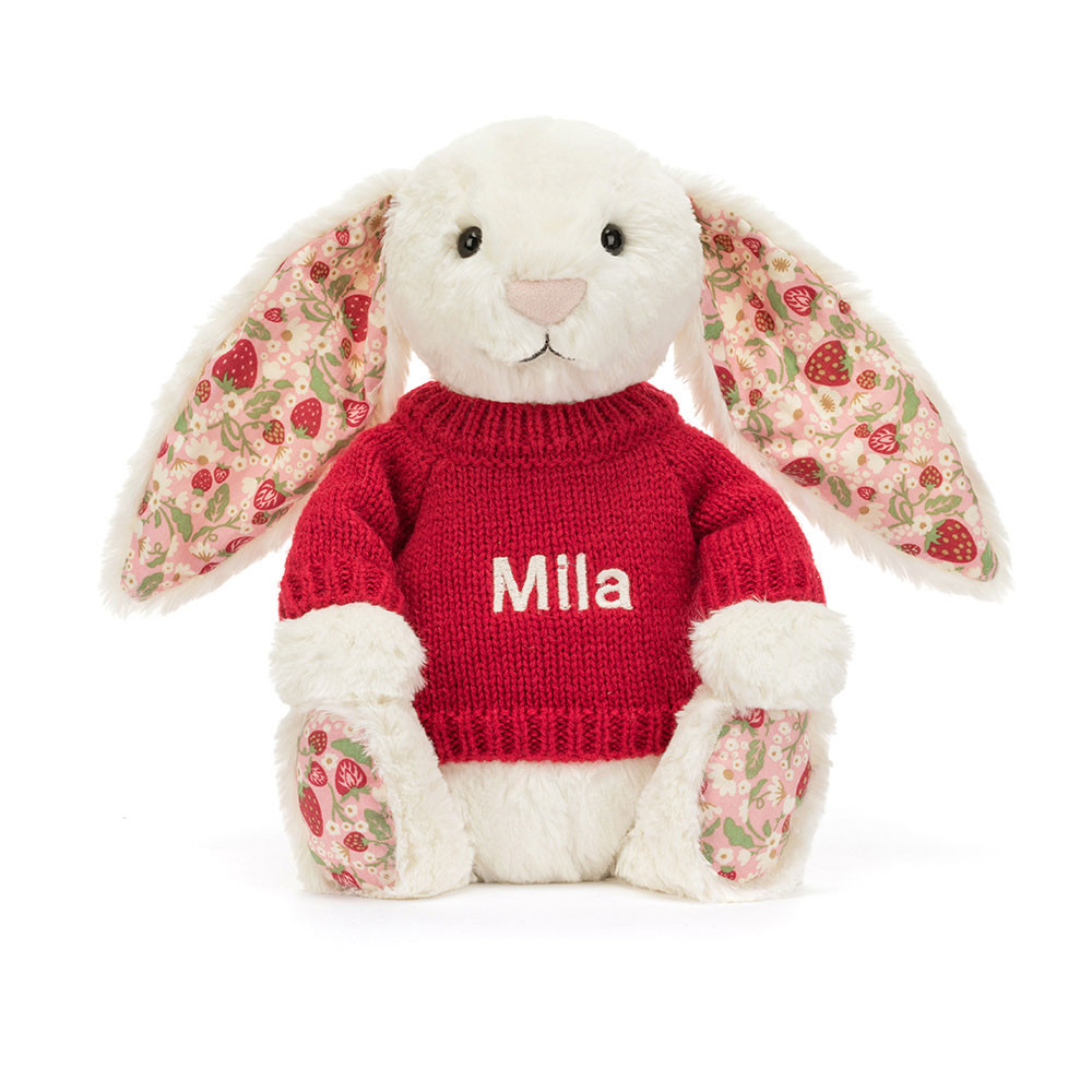 Blossom Cream Bunny 'Berry' with Personalized Red Jumper — image 5
