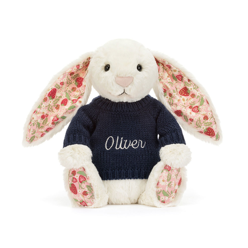 Blossom Cream Bunny 'Berry' with Personalized Navy Jumper — image 5