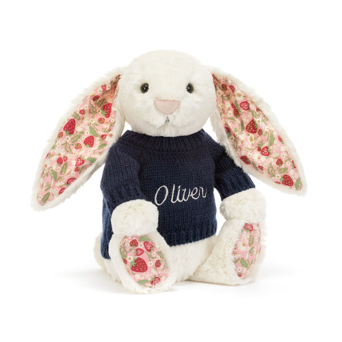 Blossom Cream Bunny 'Berry' with Personalized Navy Jumper — image 6