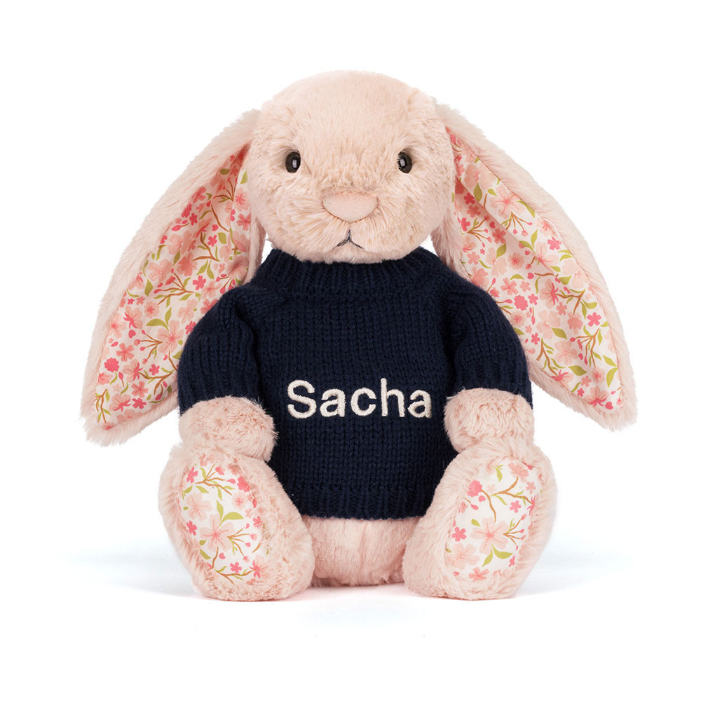 Blossom Blush Bunny 'Cherry' with Personalized Navy Jumper — image 5