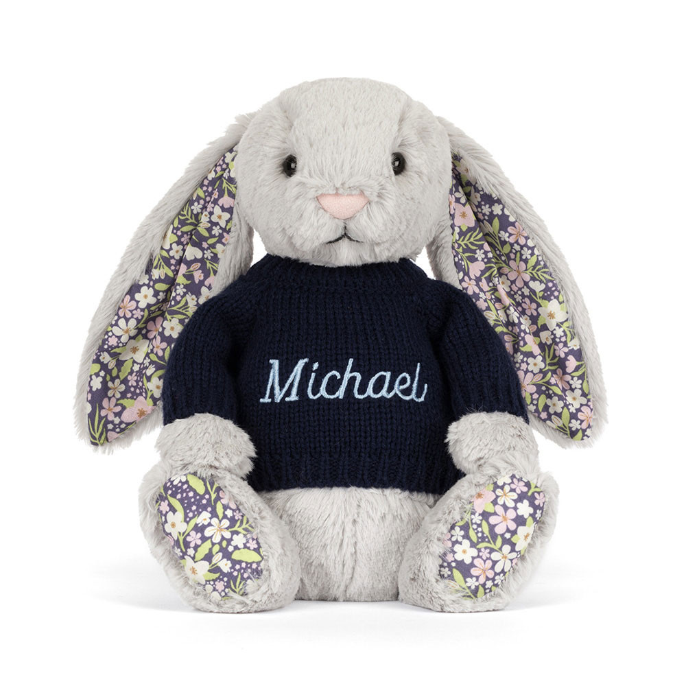 Blossom Silver Bunny 'Bloom' with Personalized Navy Jumper — image 5