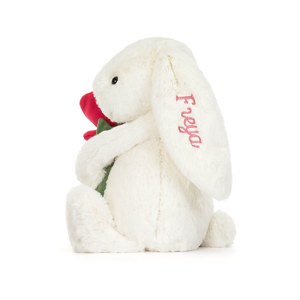 Personalized Cream Bunny with Rose — image 3