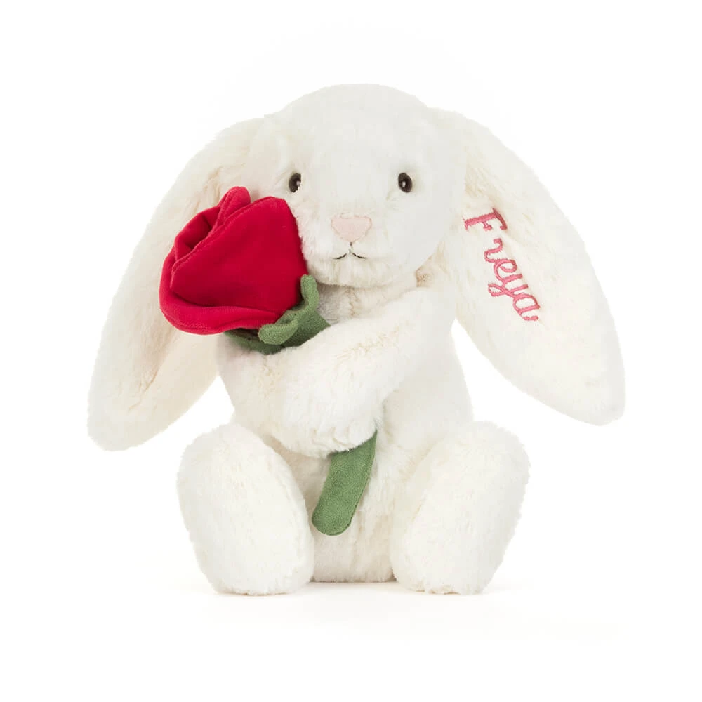 Personalized Cream Bunny with Rose — image 5