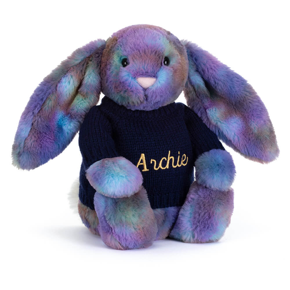 Zodihop Luxe Bunny with Personalized Navy Jumper