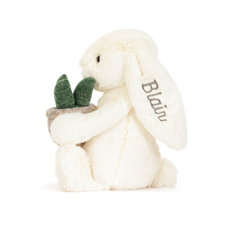 Personalized Cream Bunny with Plant — image 3
