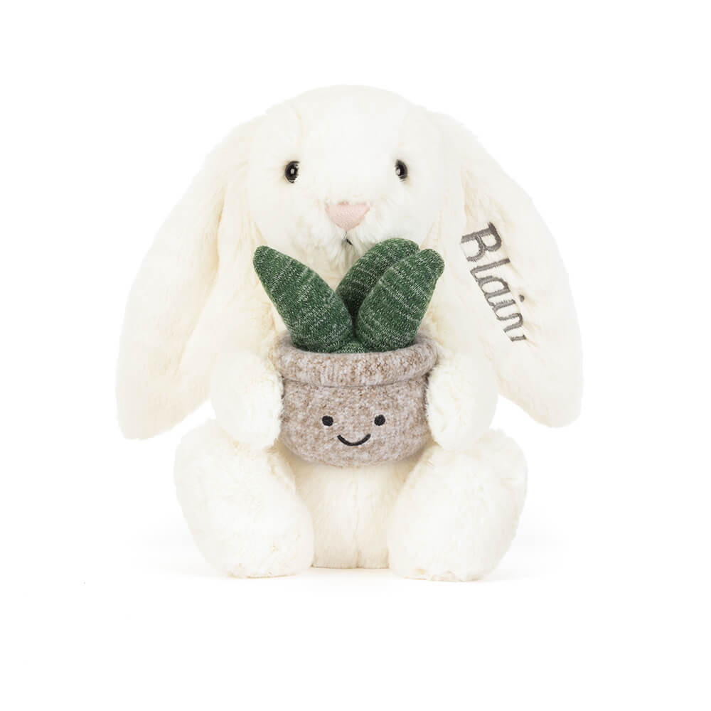 Personalized Cream Bunny with Plant — image 5