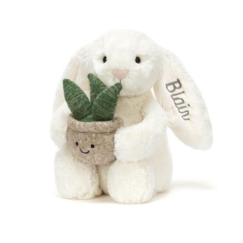 Personalized Cream Bunny with Plant — image 7
