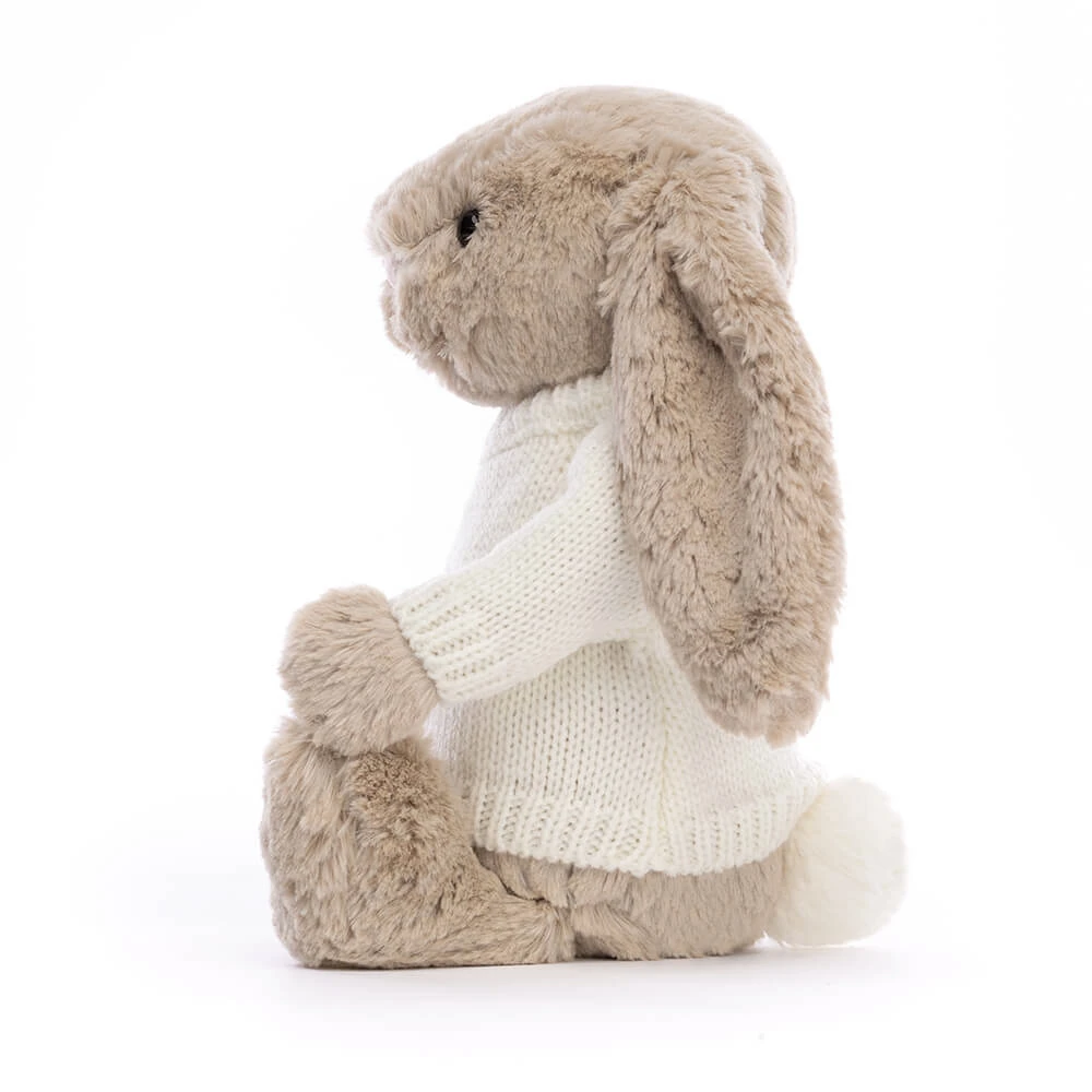 Bashful Beige Bunny with Personalized Cream Jumper — image 3