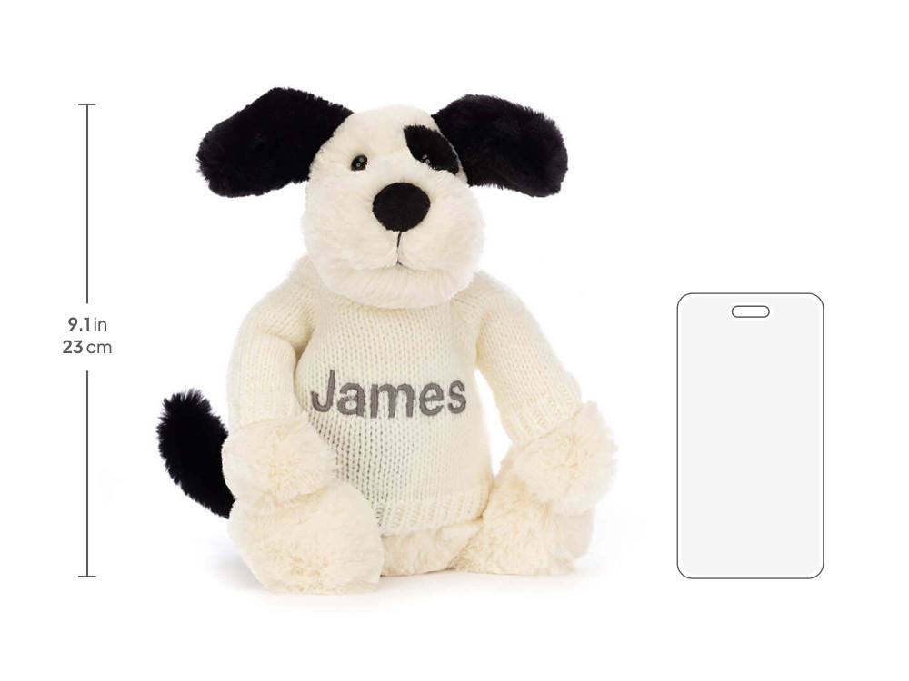 Bashful Black & Cream Puppy with Personalized Cream Jumper — image 5