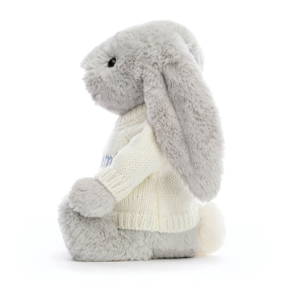 Bashful Silver Bunny with Personalized Cream Jumper — image 3