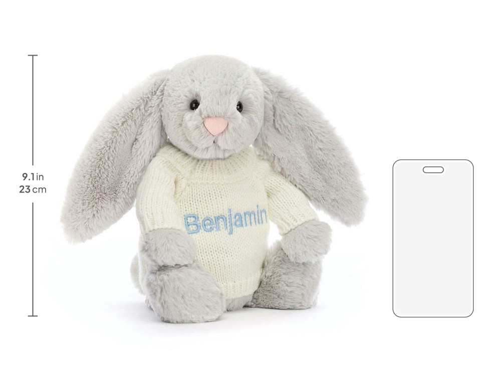 Bashful Silver Bunny with Personalized Cream Jumper — image 5