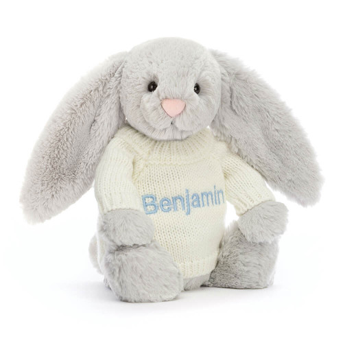 Bashful Silver Bunny with Personalized Cream Jumper — image 6