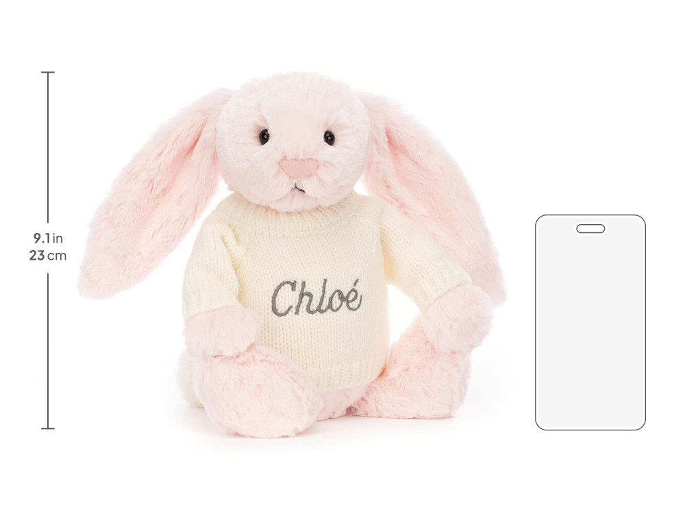 Bashful Pink Bunny with Personalized Cream Jumper — image 5