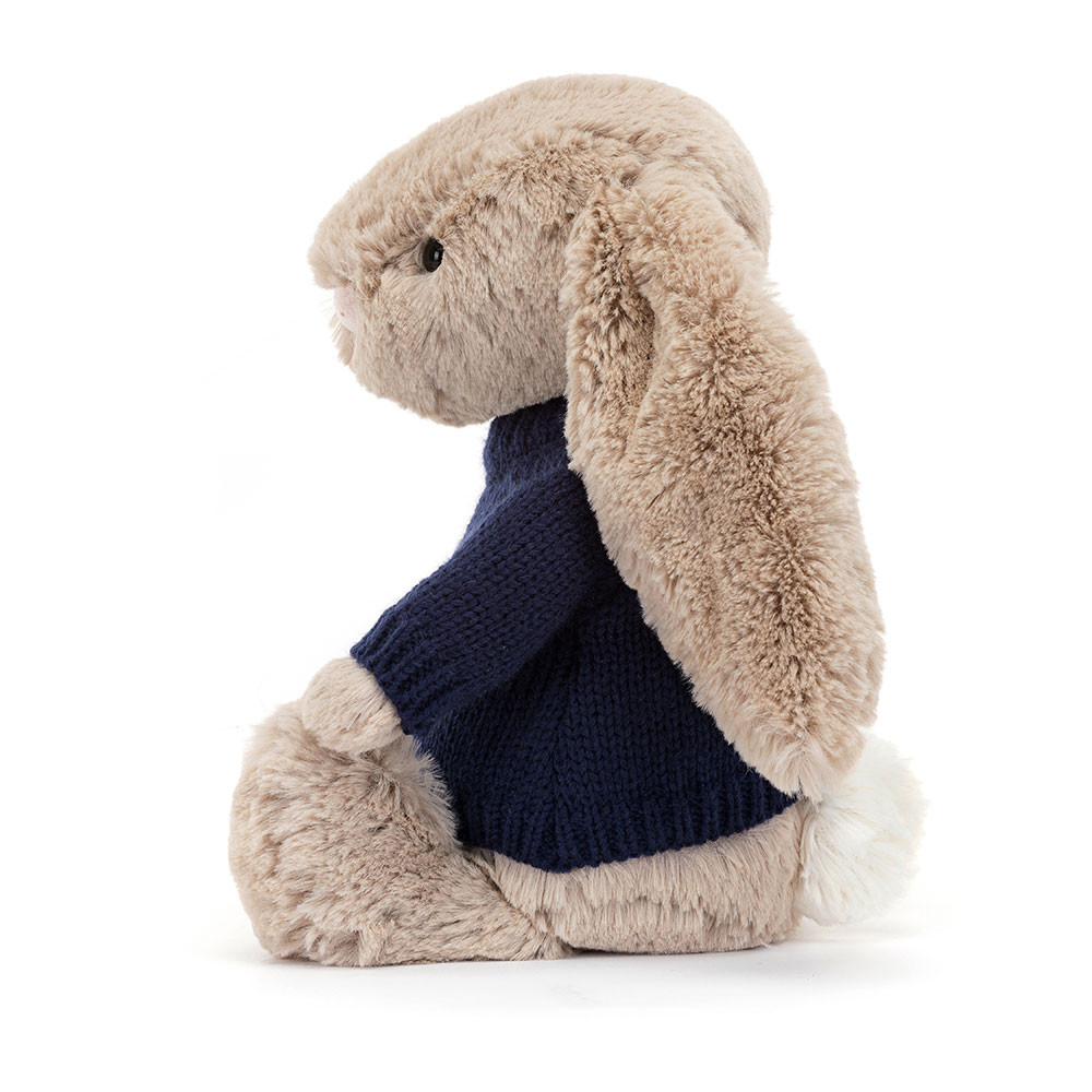 Bashful Beige Bunny with Personalized Navy Jumper — image 3