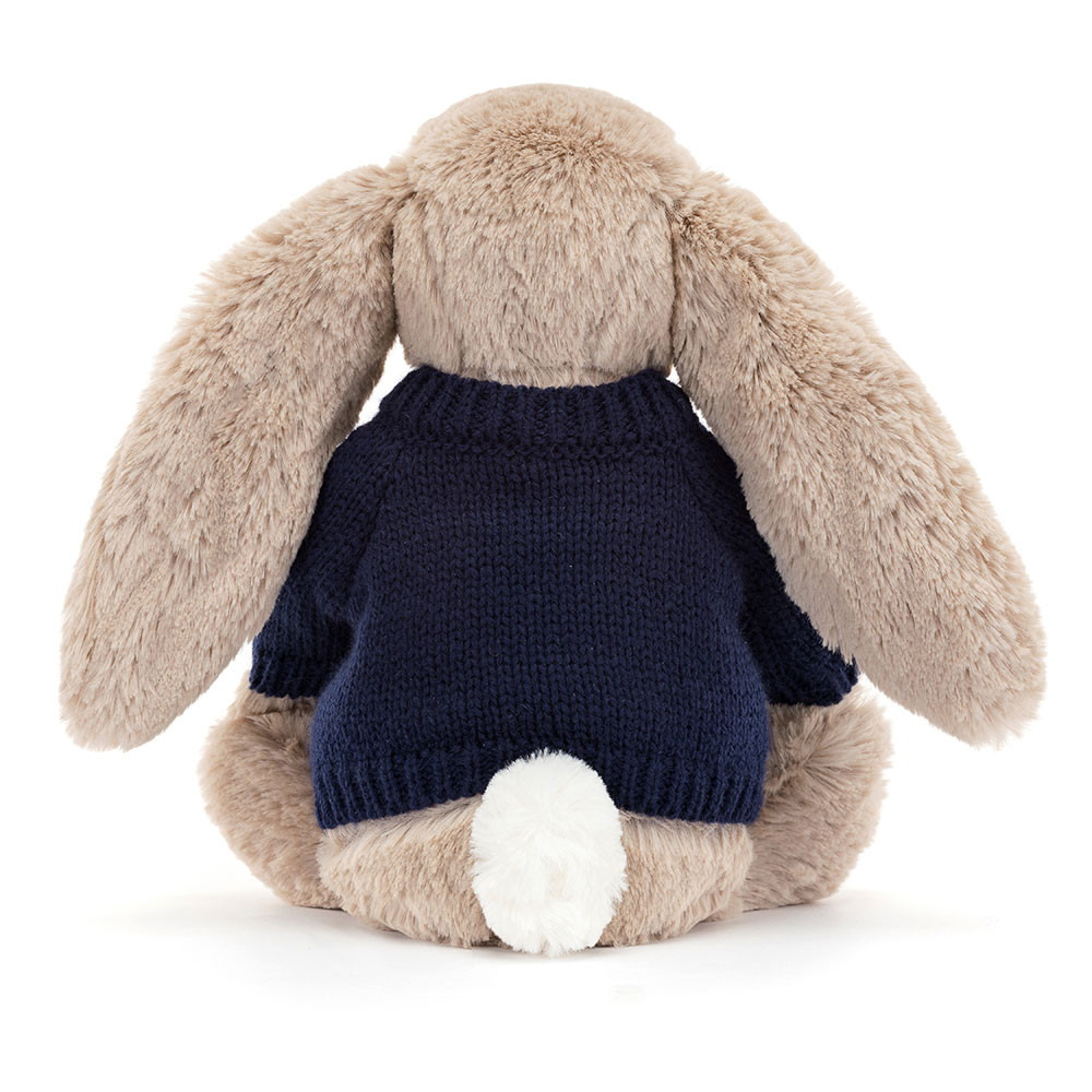 Bashful Beige Bunny with Personalized Navy Jumper — image 4