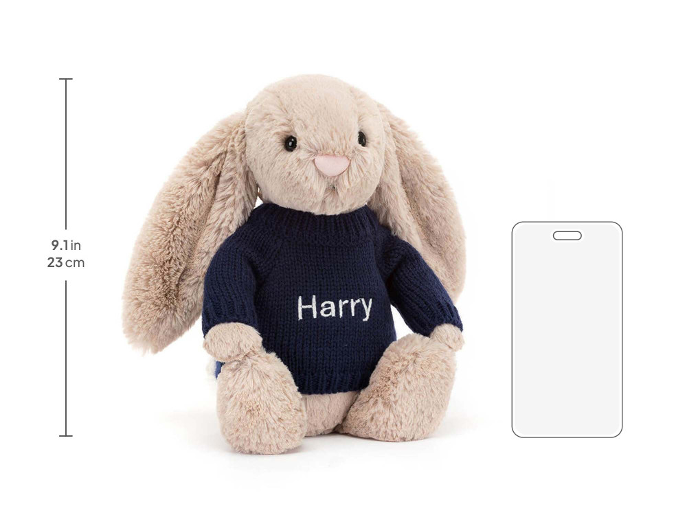 Bashful Beige Bunny with Personalized Navy Jumper — image 5