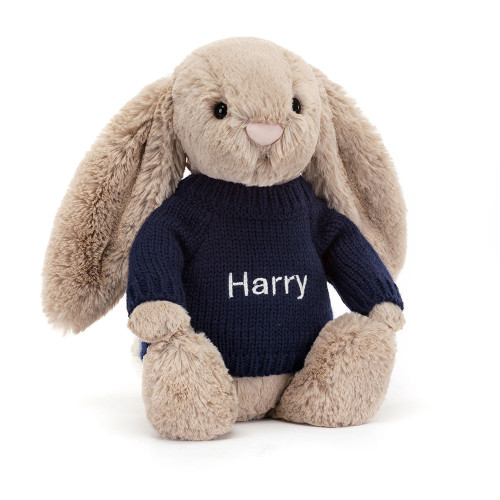 Bashful Beige Bunny with Personalized Navy Jumper — image 6