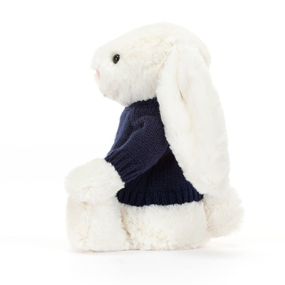 Bashful Cream Bunny with Personalized Navy Jumper — image 3