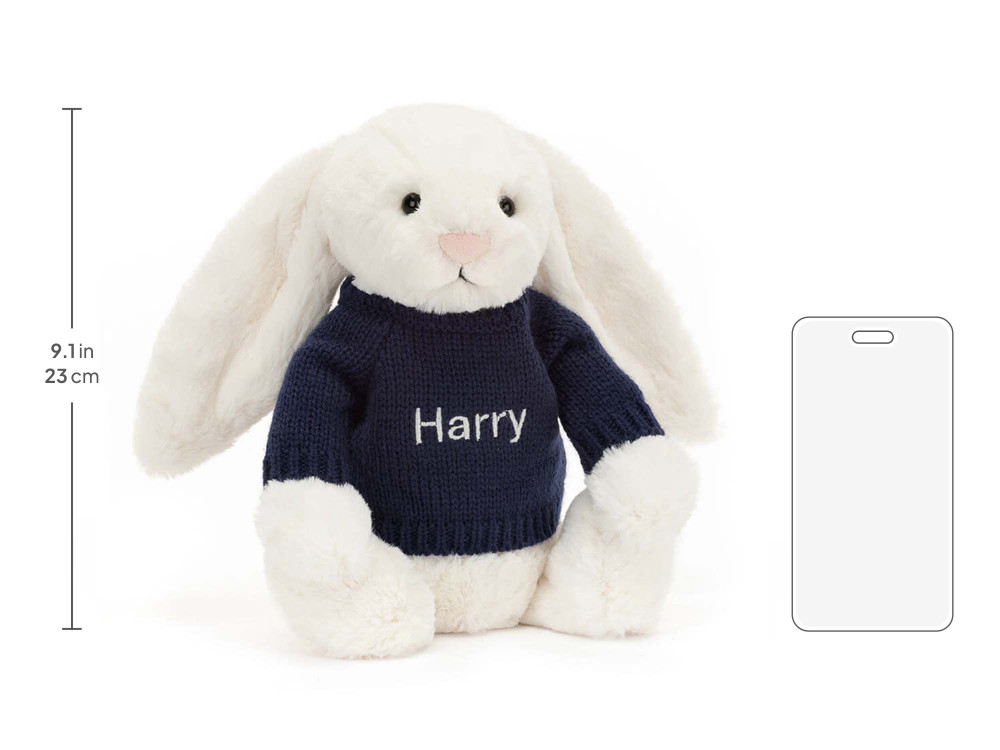 Bashful Cream Bunny with Personalized Navy Jumper — image 5