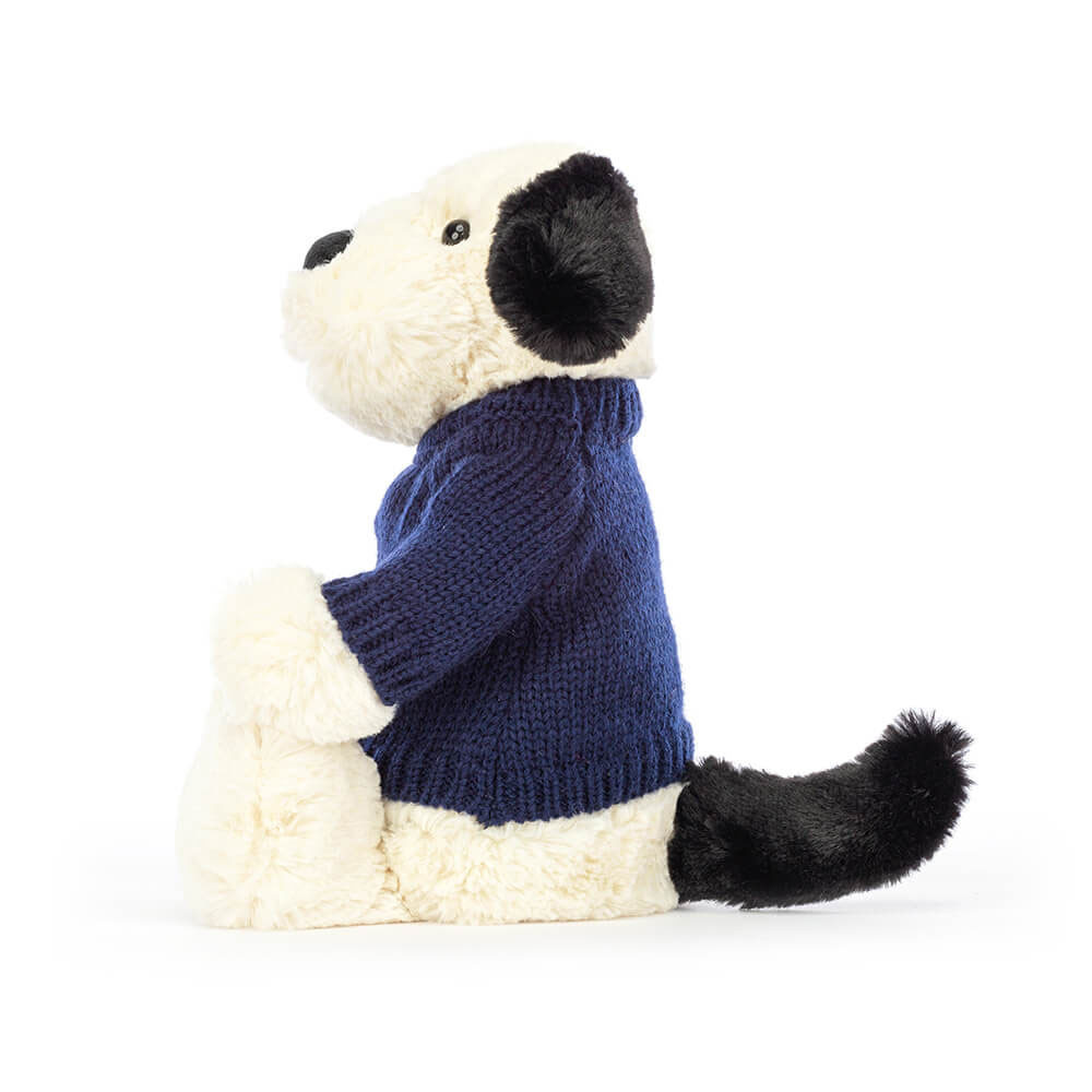 Bashful Black & Cream Puppy with Personalized Navy Jumper — image 3