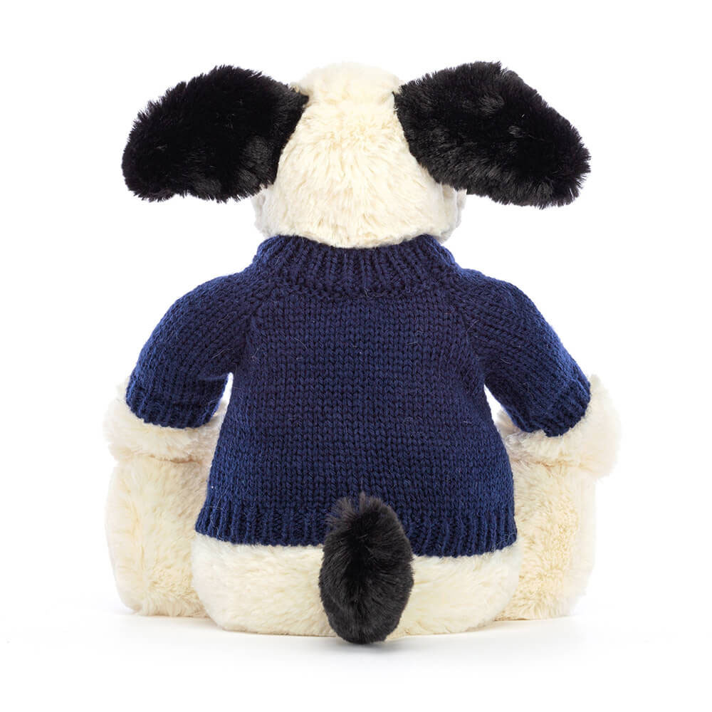 Bashful Black & Cream Puppy with Personalized Navy Jumper — image 4