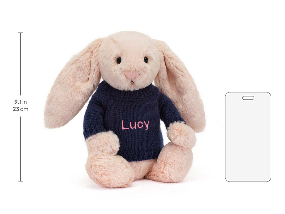 Bashful Blush Bunny with Personalized Navy Jumper — image 2