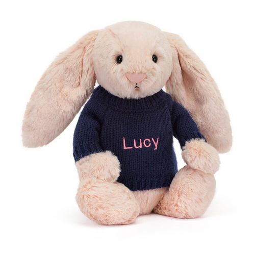 Bashful Blush Bunny with Personalized Navy Jumper — image 6